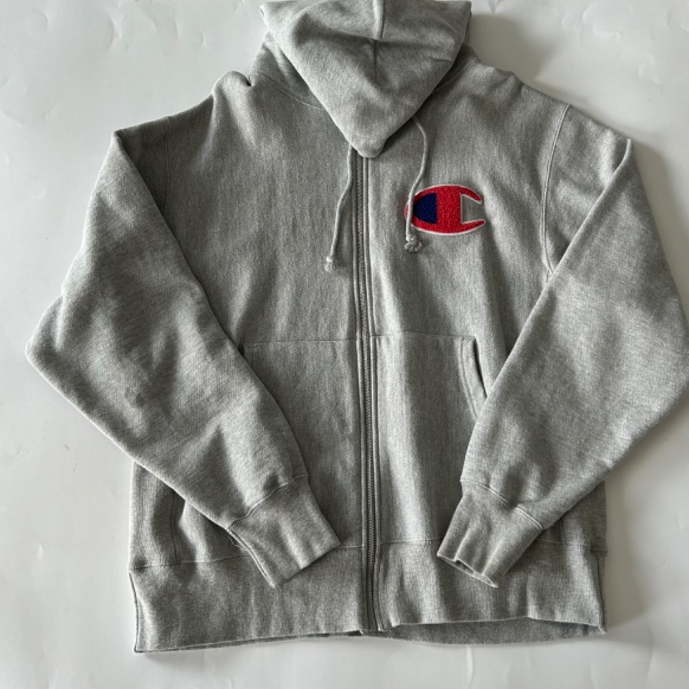 Gray Champion Reverse Weave Zipper Hoodie Size L EUC